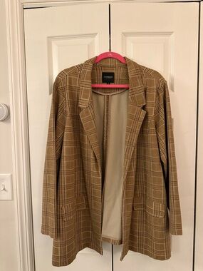 Liverpool Plaid Open-Front Blazer Jacket